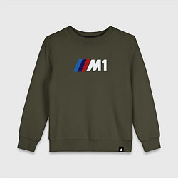 Свитшот хлопковый детский Bmw das auto, цвет: хаки