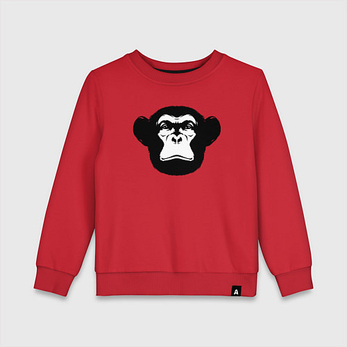 Детский свитшот Морда шимпанзе / Красный – фото 1
