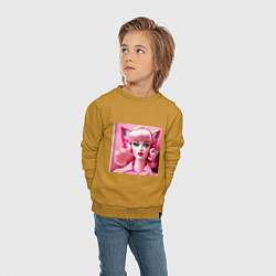 Свитшот хлопковый детский Barbie cat, цвет: горчичный — фото 2