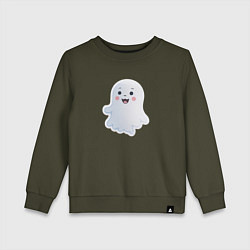 Свитшот хлопковый детский Веселое привидение, цвет: хаки