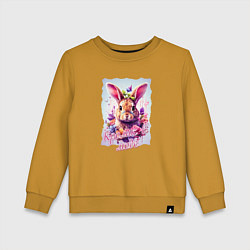 Детский свитшот Кролик в цветах надпись