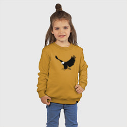 Свитшот хлопковый детский Орёл летит трафарет, цвет: горчичный — фото 2