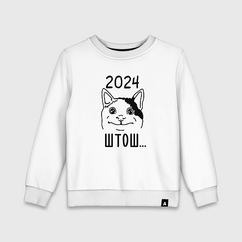 Детский свитшот 2024 - мемный кот / Белый – фото 1