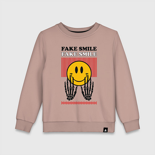 Детский свитшот Fake smile quote / Пыльно-розовый – фото 1