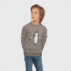Свитшот хлопковый детский Пингвин штрихами, цвет: утренний латте — фото 2