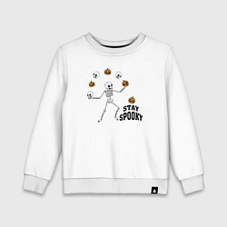 Свитшот хлопковый детский Stay spooky, цвет: белый