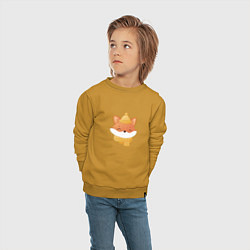 Свитшот хлопковый детский Осенняя лисичка в желтой шапке, цвет: горчичный — фото 2