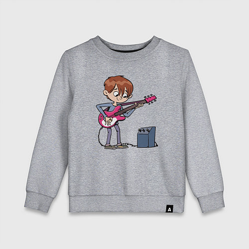 Детский свитшот Мальчик с гитарой / Меланж – фото 1