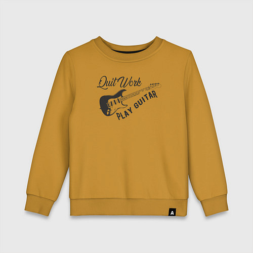 Детский свитшот Бросай работу, играй на гитаре / Горчичный – фото 1