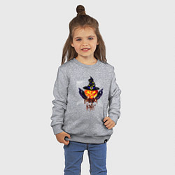 Свитшот хлопковый детский Scary looking pumpkin with big swords, цвет: меланж — фото 2