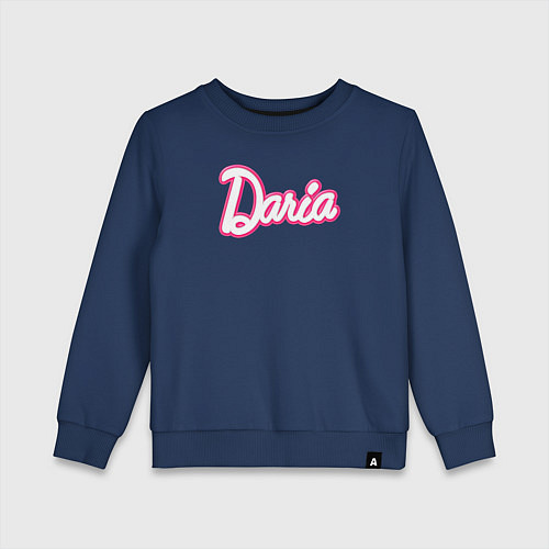 Детский свитшот Дарья в стиле Барби - объемный шрифт / Тёмно-синий – фото 1