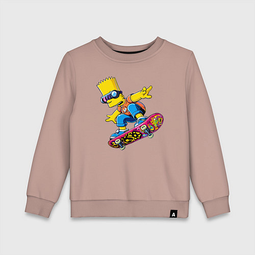 Детский свитшот Bart Simpson on a skateboard - extreme / Пыльно-розовый – фото 1