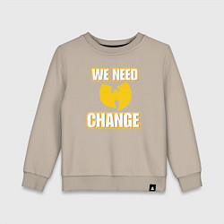 Свитшот хлопковый детский We need change, цвет: миндальный