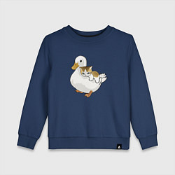 Свитшот хлопковый детский Утка с другом котёнком, цвет: тёмно-синий