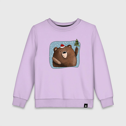 Детский свитшот Медведь и елка / Лаванда – фото 1