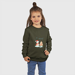 Свитшот хлопковый детский Снеговик с имбирной ёлкой, цвет: хаки — фото 2