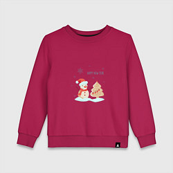 Свитшот хлопковый детский Снеговик с имбирной ёлкой, цвет: маджента
