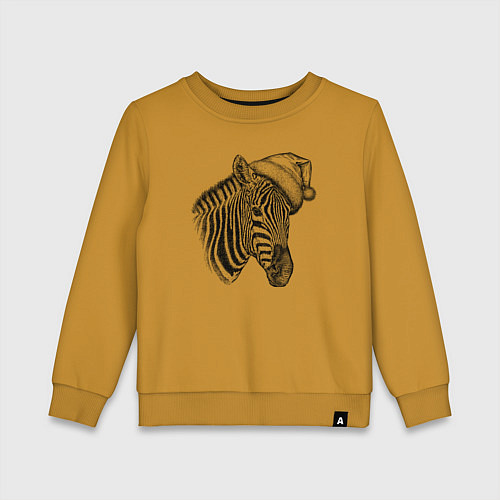 Детский свитшот Новогодняя зебра / Горчичный – фото 1