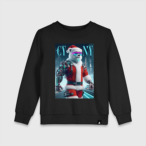 Детский свитшот Cyber new year - cyberpunk ai art / Черный – фото 1