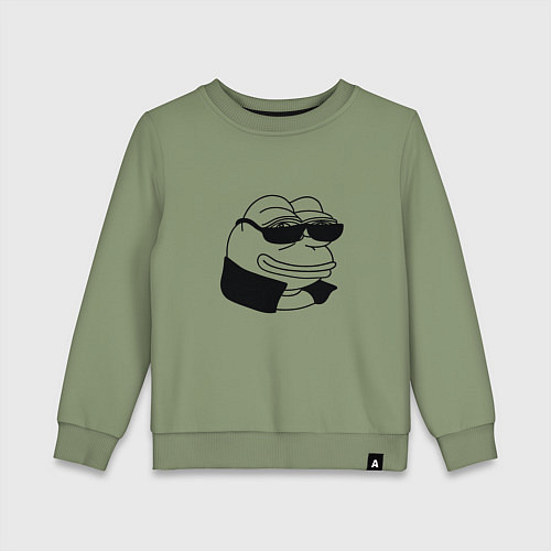 Детский свитшот Лягушонок пепе в очках мем / Авокадо – фото 1