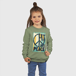 Свитшот хлопковый детский Пусть на планете будет мир, цвет: авокадо — фото 2