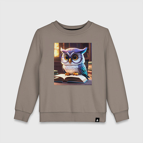 Детский свитшот Мультяшная мудрая сова / Утренний латте – фото 1