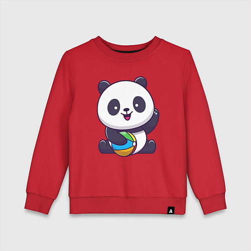 Детский свитшот Панда с мячиком / Красный – фото 1