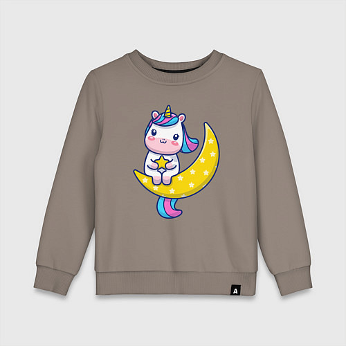 Детский свитшот Единорог на луне / Утренний латте – фото 1