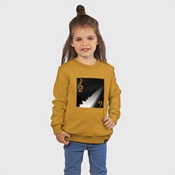 Свитшот хлопковый детский Скрипичный и басовый ключи с клавиатурой фортепиан, цвет: горчичный — фото 2