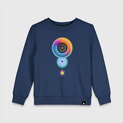 Свитшот хлопковый детский Цветные круги абстракция, цвет: тёмно-синий