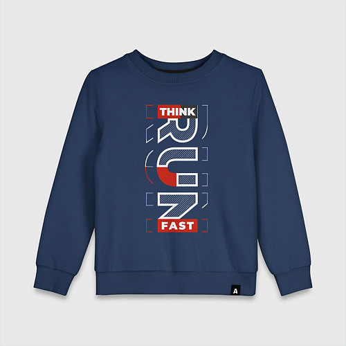 Детский свитшот Think fast run / Тёмно-синий – фото 1