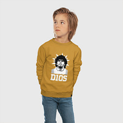 Свитшот хлопковый детский Dios Diego Maradona, цвет: горчичный — фото 2