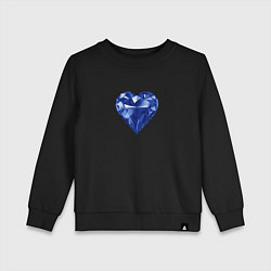 Свитшот хлопковый детский Синее алмазное сердце, цвет: черный