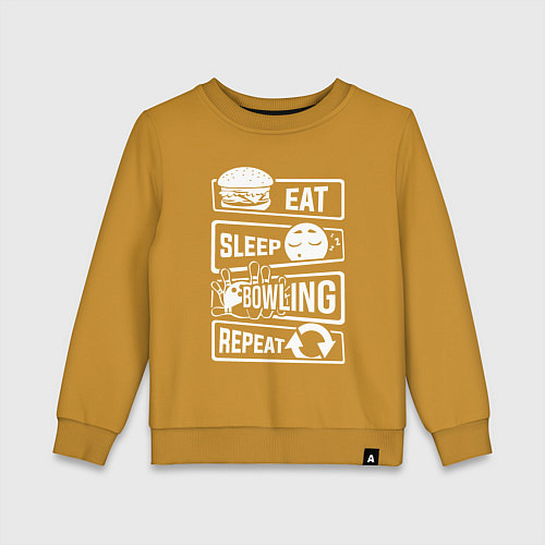 Детский свитшот Еда сон боулинг / Горчичный – фото 1