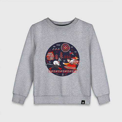 Детский свитшот Кот и лиса из сказки / Меланж – фото 1