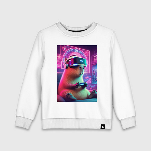 Детский свитшот Каппи в виртуальном шлеме / Белый – фото 1