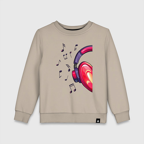 Детский свитшот The heart in the headphones right / Миндальный – фото 1