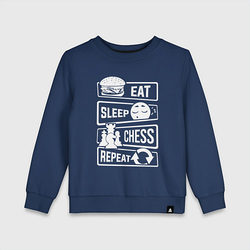Детский свитшот Еда сон шахматы / Тёмно-синий – фото 1
