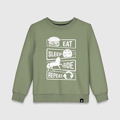 Детский свитшот Еда сон верховая езда / Авокадо – фото 1