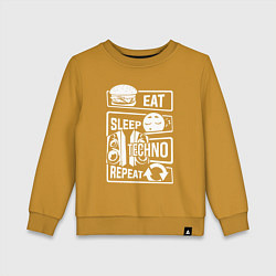 Свитшот хлопковый детский Еда сон техно, цвет: горчичный