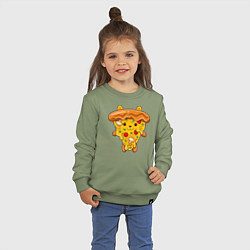 Свитшот хлопковый детский Кот пицца, цвет: авокадо — фото 2