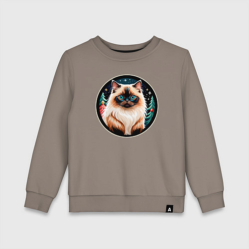 Детский свитшот Гималайский кот ждет Новый Год / Утренний латте – фото 1