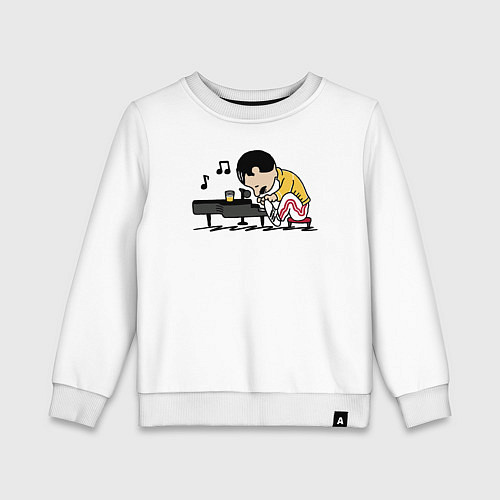 Детский свитшот Фредди Меркьюри за роялем / Белый – фото 1