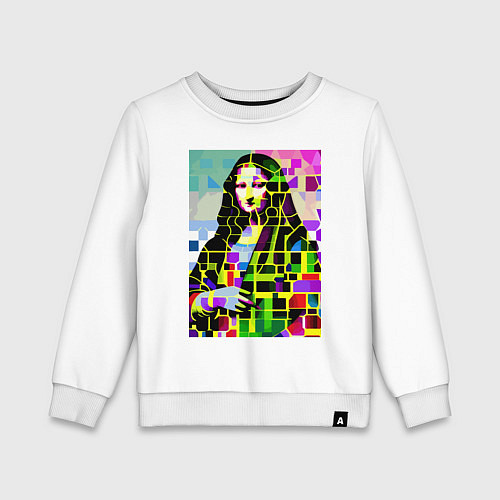 Детский свитшот Mona Lisa - mosaic pop art / Белый – фото 1