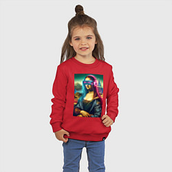 Свитшот хлопковый детский Мона Лиза в виртуальном шлеме, цвет: красный — фото 2