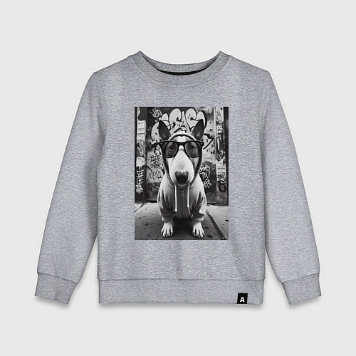 Детский свитшот Булли у стены с граффити / Меланж – фото 1