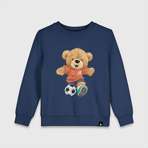 Детский свитшот Плюшевый медвежонок футболист / Тёмно-синий – фото 1