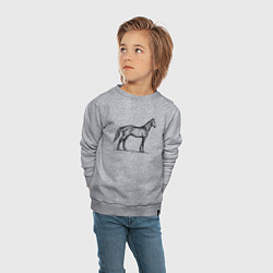 Свитшот хлопковый детский Лошадь в профиль, цвет: меланж — фото 2