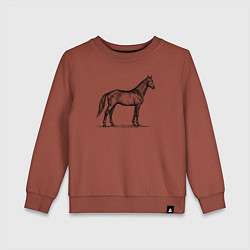 Свитшот хлопковый детский Лошадь в профиль, цвет: кирпичный