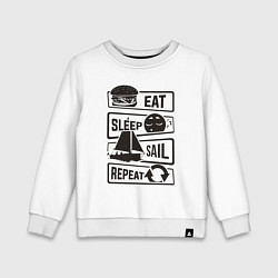 Свитшот хлопковый детский Есть спать яхтинг, цвет: белый